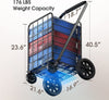 Grocery Cart with Wheels, Heavy Duty Foldable Lightweight Shopping Cart, 176lb Large Capacity Shop Cart for Groceries, Laundry, Pantry, Garage by AMADA HOMEFURNISHING-AMTUC2