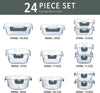 24-Piece Glass Food Storage Containers with Upgraded Snap Locking Lids,Glass Meal Prep Containers Set - Airtight Lunch Containers, Microwave, Oven, Freezer and Dishwasher